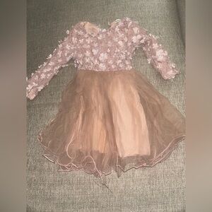 Elegant Pink Floral Kids Dress
